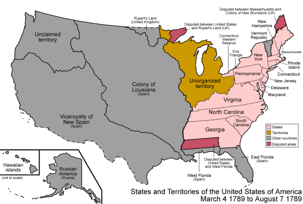 Estados y Territorios de EEUU el 4 de Marzo de 1789