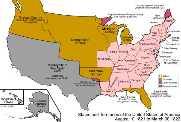 Estados y Territorios de EEUU en 1821