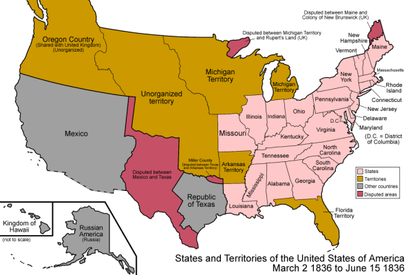 Estados y Territorios de EEUU en 1836