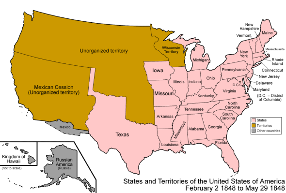 Territorios y Estados de EEUU en 1848